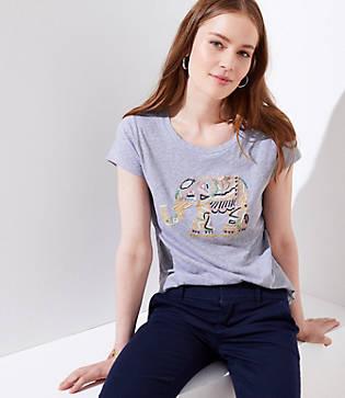 Loft Beaded Elephant Tee