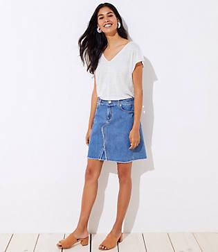 Loft Frayed Denim Skirt