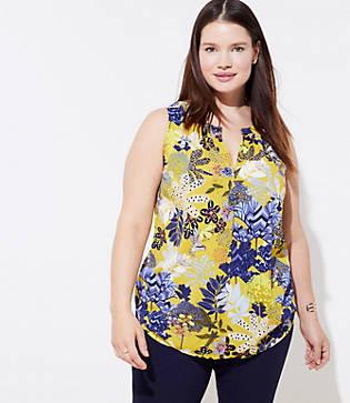 Loft Plus Tropicalia Split Neck Shell