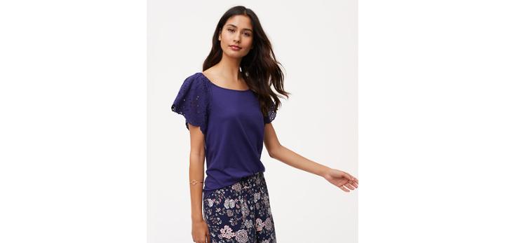 Loft Eyelet Sleeve Top