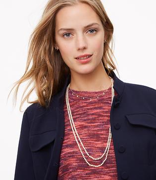 Loft Layered Pearlized Necklace Set