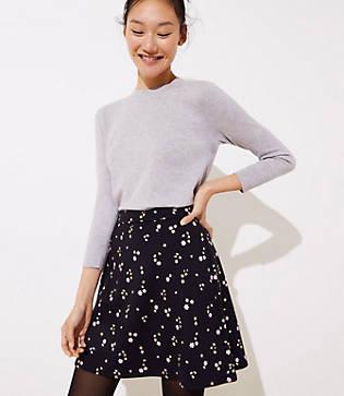 Loft Floral Ponte Flippy Skirt