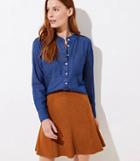 Loft Ruffle Neck Chambray Shirt