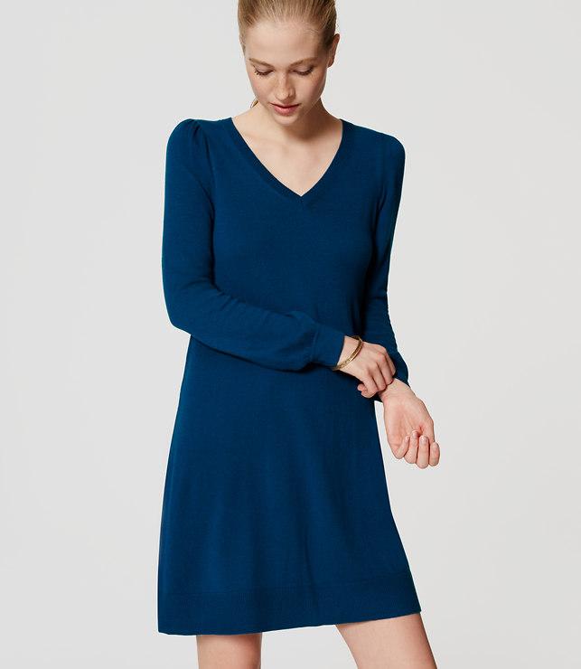 Loft V-neck Swing Sweater Dress