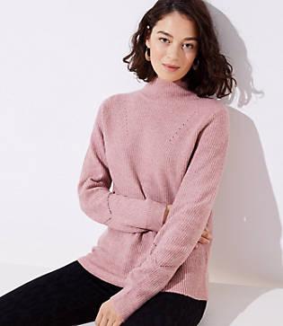 Loft Back Zip Mock Neck Sweater