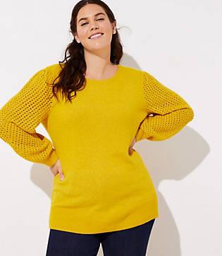 Loft Plus Open Stitched Sleeve Sweater