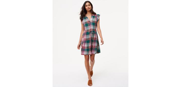 Loft Plaid Flutter Dress