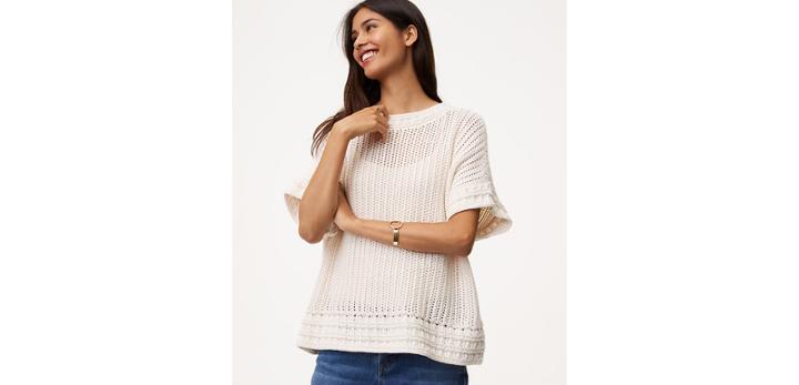 Loft Crochet Border Sweater