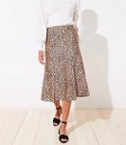 Loft Leopard Print Pull On Midi Skirt