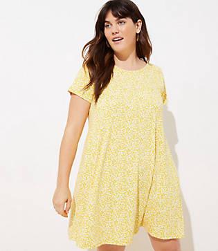 Loft Plus Flower Cap Sleeve Swing Dress