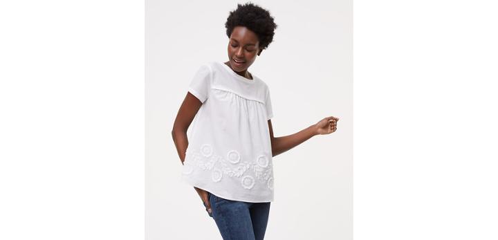 Loft Floral Fringe Top