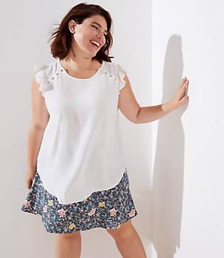 Loft Plus Gilded Button Flutter Top