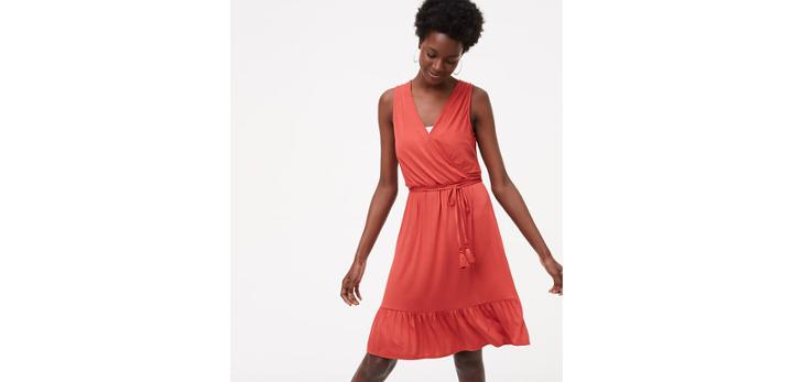 Loft Beach Tasseled Tie Back Dress