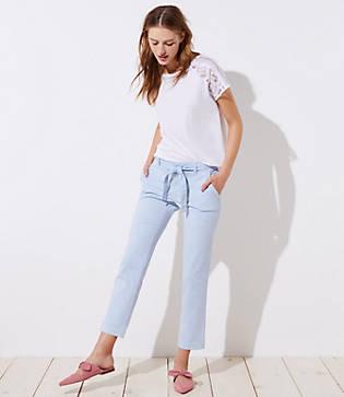 Loft Tie Waist Girlfriend Chinos