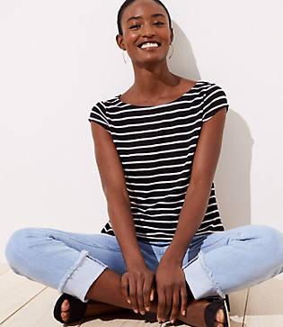 Loft Textured Stripe Tie Back Tee