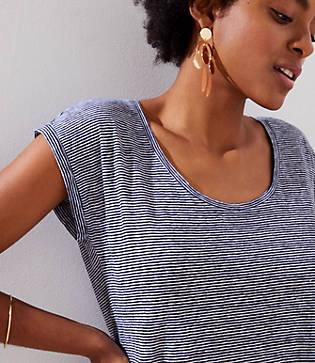 Loft Striped Linen Shirttail Tee