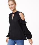 Loft Ruffled Cutout Blouse
