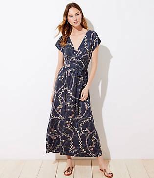 Loft Flower Chain Wrap Maxi Dress