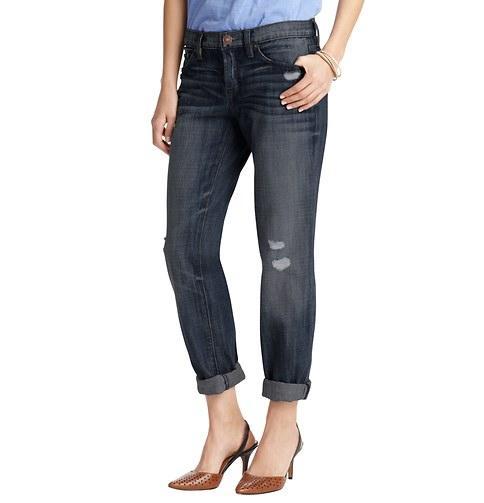 Loft Petite Boyfriend Jeans In Deconstructed Blue