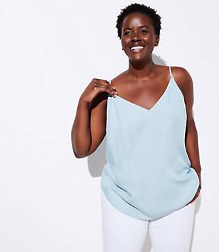 Loft Plus Chambray Bar Back Strappy Cami