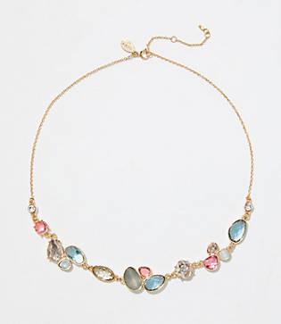 Loft Multicolored Gem Cluster Necklace