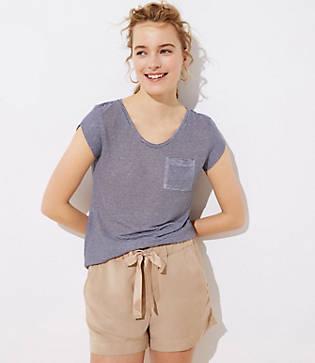 Loft Striped Pocket Linen Tee