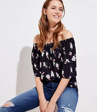 Loft Floral Flare Sleeve Top