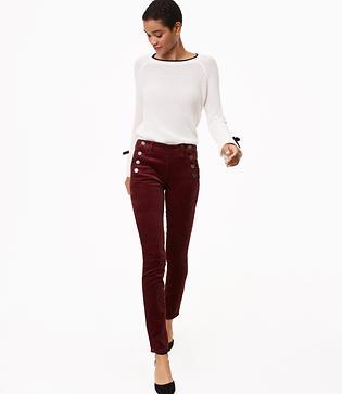 Loft Modern Velvet Sailor Skinny Pants