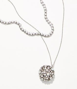 Loft Crystal Cluster Layered Necklace Set
