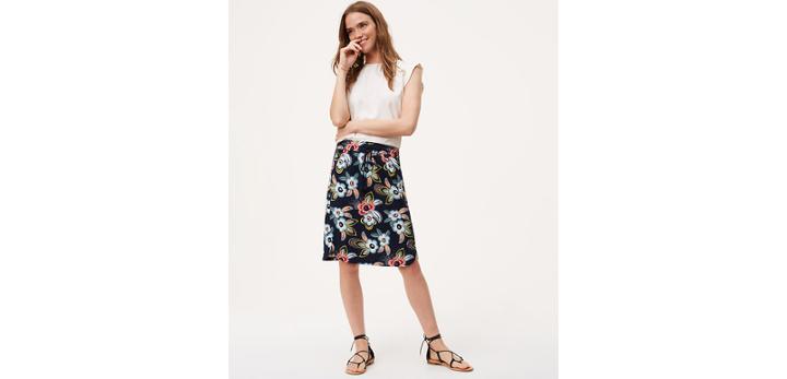 Loft Summer Floral Drawstring Skirt