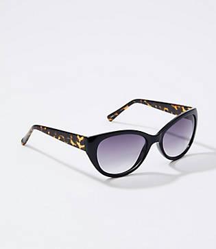Loft Tortoiseshell Print Arm Cateye Sunglasses