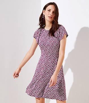 Loft Flowerbud Flare Dress