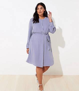 Loft Plus Striped Belted Shirtdress