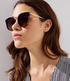 Loft Metallic Arm Tortoiseshell Print Round Sunglasses