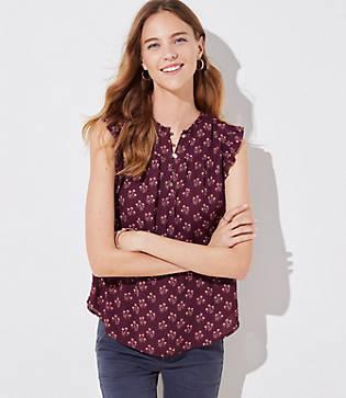 Loft Bouquet Ruffle Henley Shell