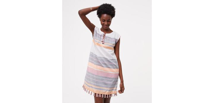 Loft Beach Striped Tassel Dress