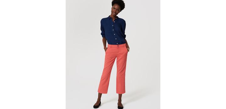 Loft Modern Straight Crop Jeans In Chrysanthemum Red