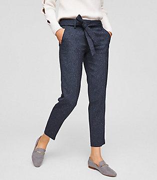 Loft Slim Tweed Tie Waist Pants In Marisa Fit