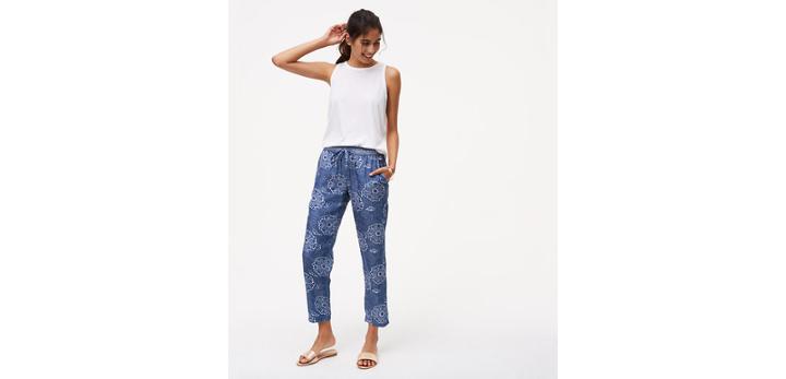 Loft Chambray Floral Drawstring Pants