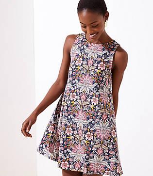 Loft Paisley Floral Sleeveless Swing Dress