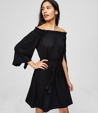 Loft Beach Off The Shoulder Split Sleeve Dress