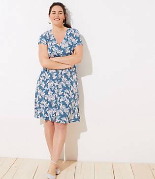Loft Plus Floral Button Flutter Dress