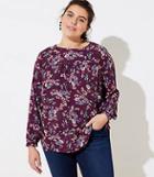 Loft Plus Primrose Mixed Media Shirred Yoke Top
