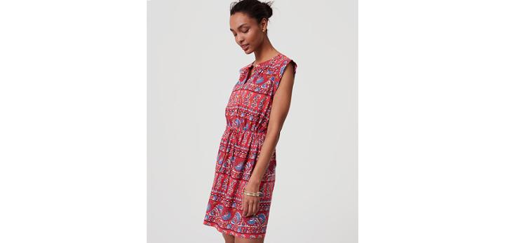 Loft Fan Floral Cap Sleeve Shirtdress
