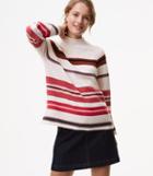 Loft Striped Slit Mockneck Sweater