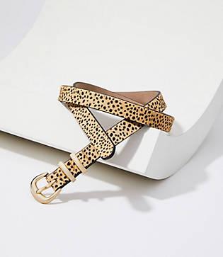 Loft Leopard Print Hair Calf Double Ring Belt
