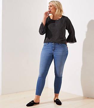 Loft Plus Modern Soft Skinny Jeans In Pure Mid Indigo Wash