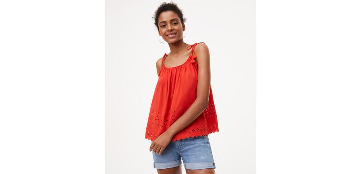 Loft Tassel Eyelet Top