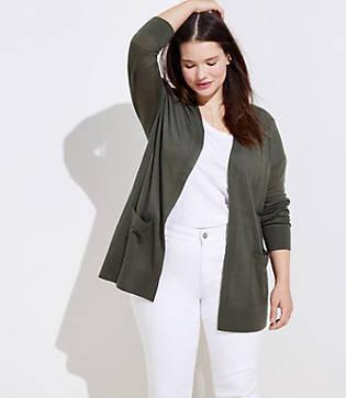 Loft Plus Pocket Open Cardigan