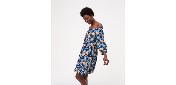 Loft Beach Floral Off The Shoulder Dress